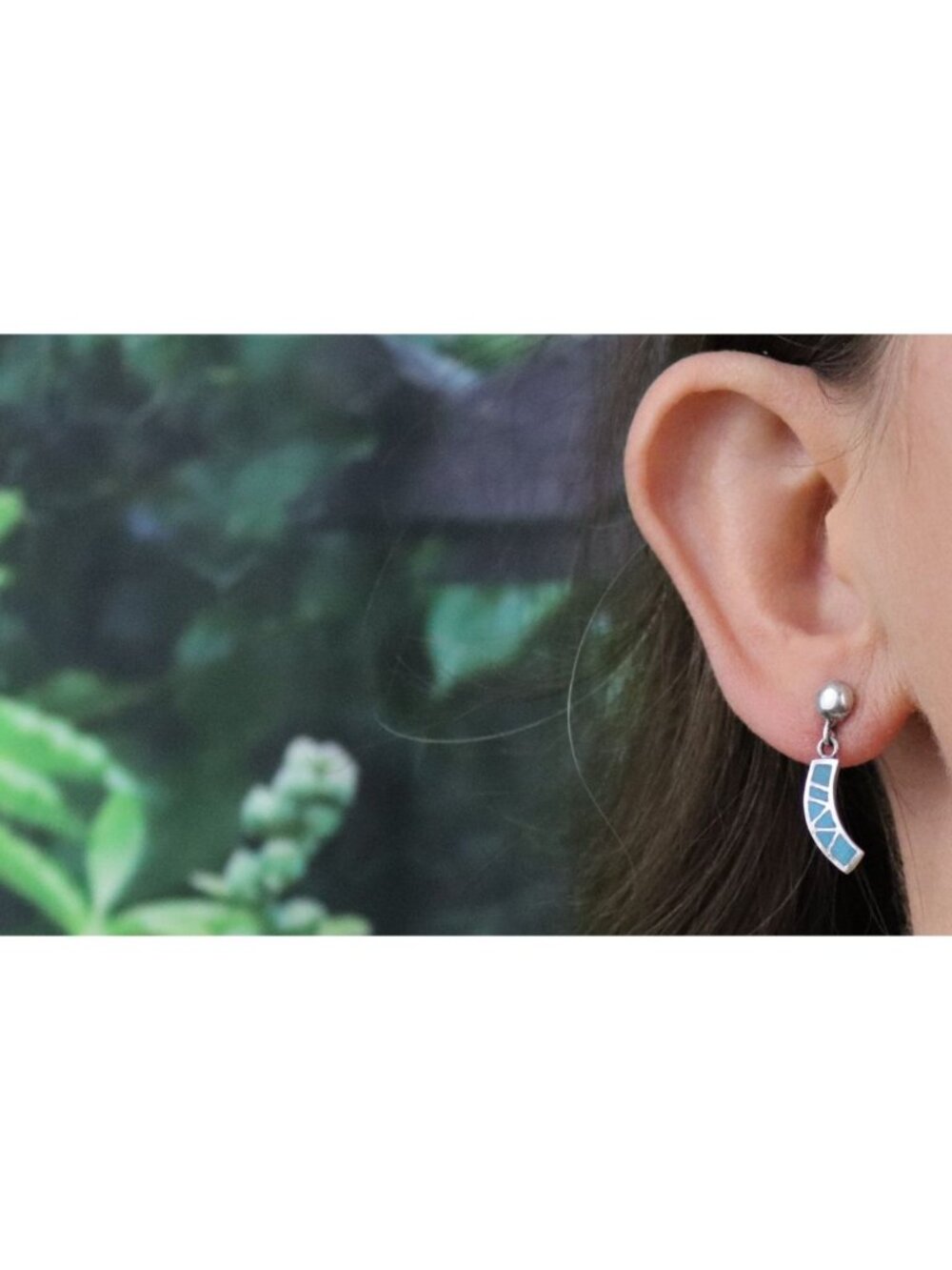 Sterling Silver Natural Turquoise Earrings Dangle Drop 1" x 3/16" inch - Picture 4 of 7